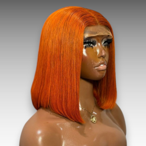 12 inch bob orange human hair lace wig
