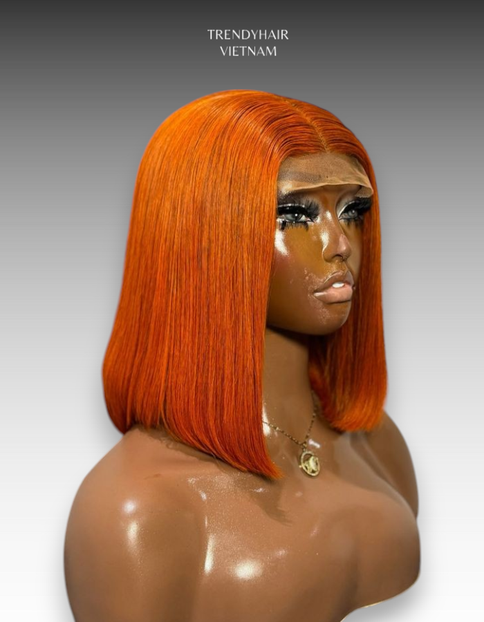 12 inch bob orange human hair lace wig