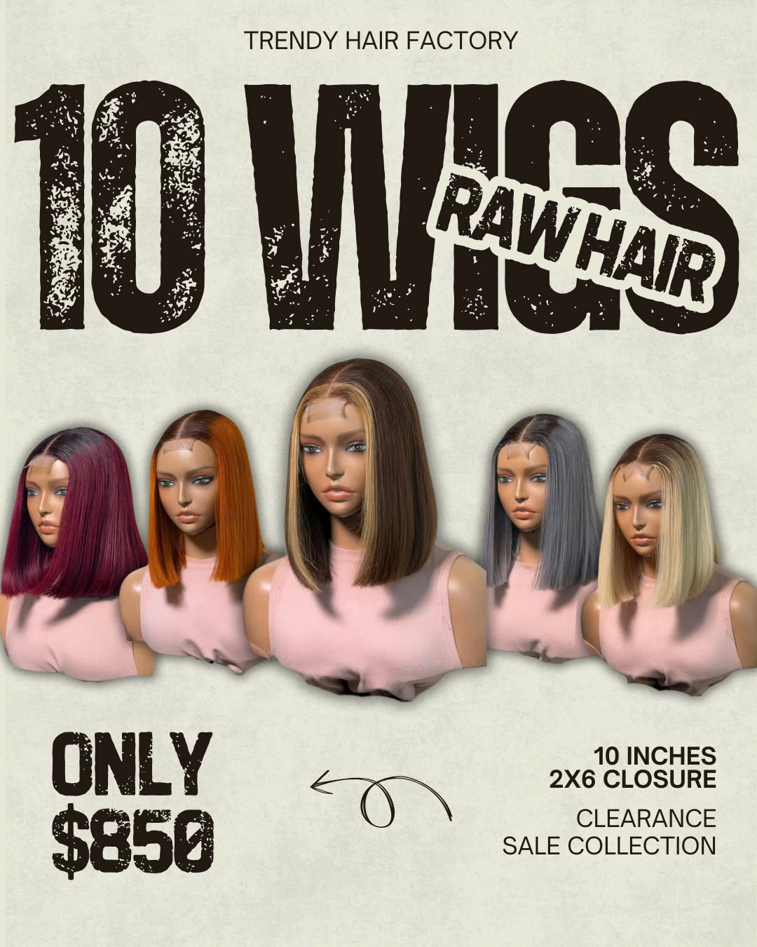 combo 10 pieces 10 inch bob colored raw hair lace wigs
