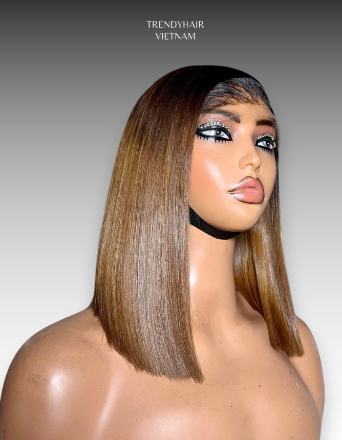 "12 Inch Wig Brown Color 230 grams Human Hair Lace Wig – Premium Virgin Hair"