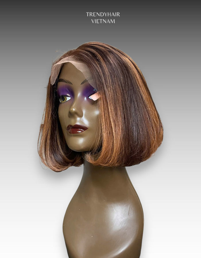 8 Inch Wig Brown Color 200 grams Human Hair Lace Wig – Premium Quality Customizable Wig
