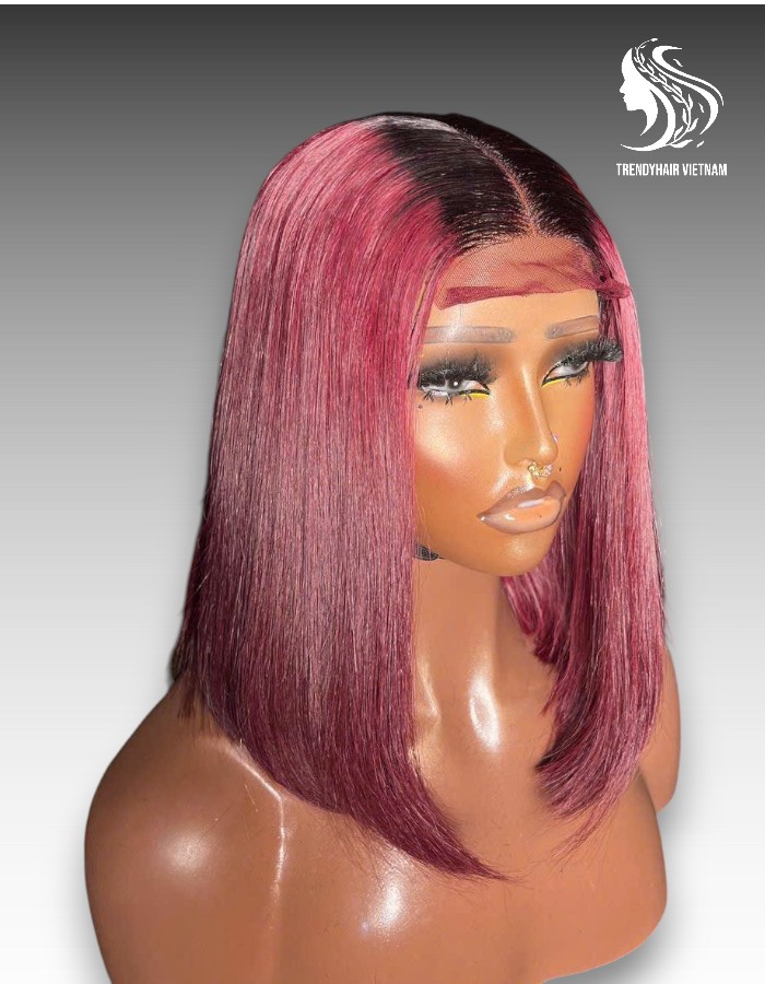 12 Inch Wig Color 230 grams Human Hair Lace Wig with Custom Lace Options
