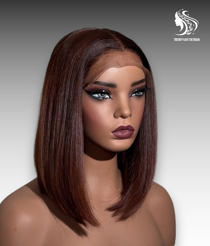 14 Inch Wig Brown Color 250 grams Human Hair Lace Wig – Trendyhair Product Image