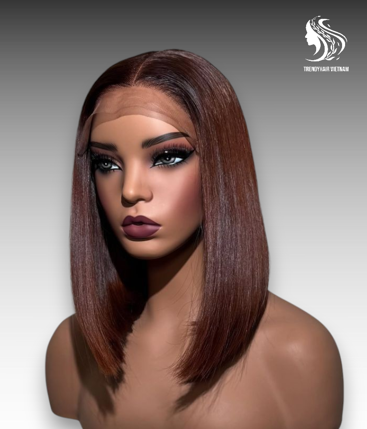 14 Inch Wig Brown Color 250 grams Human Hair Lace Wig – Trendyhair