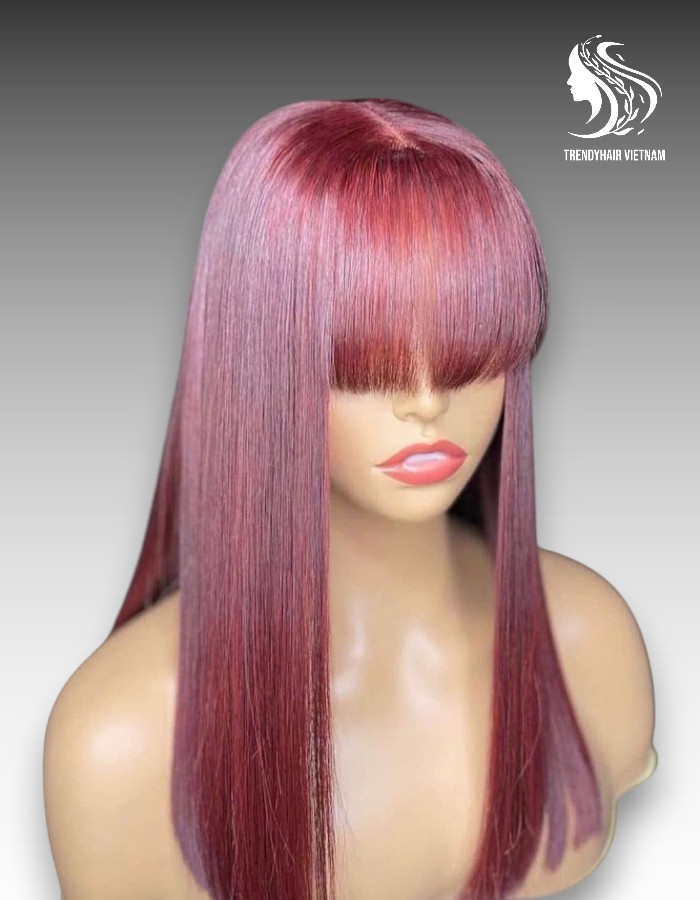 18 Inch Wig Red Color 250 grams Human Hair Lace Wig – Custom Premium Lace Wig