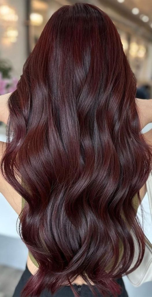 Model with stunning red-brown hair color for fall