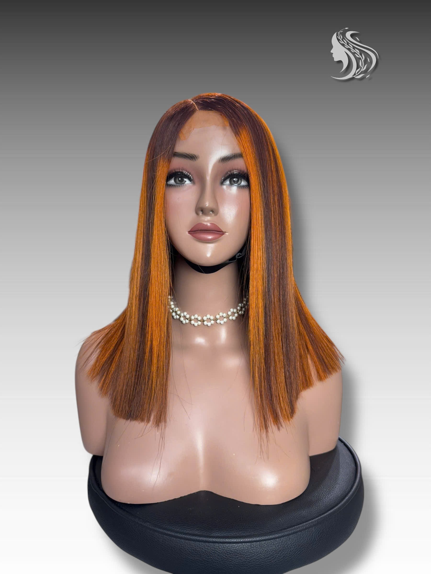 16 Inch Wig Piano Color 250 grams Human Hair Lace Wig – Custom Piano Color & Style