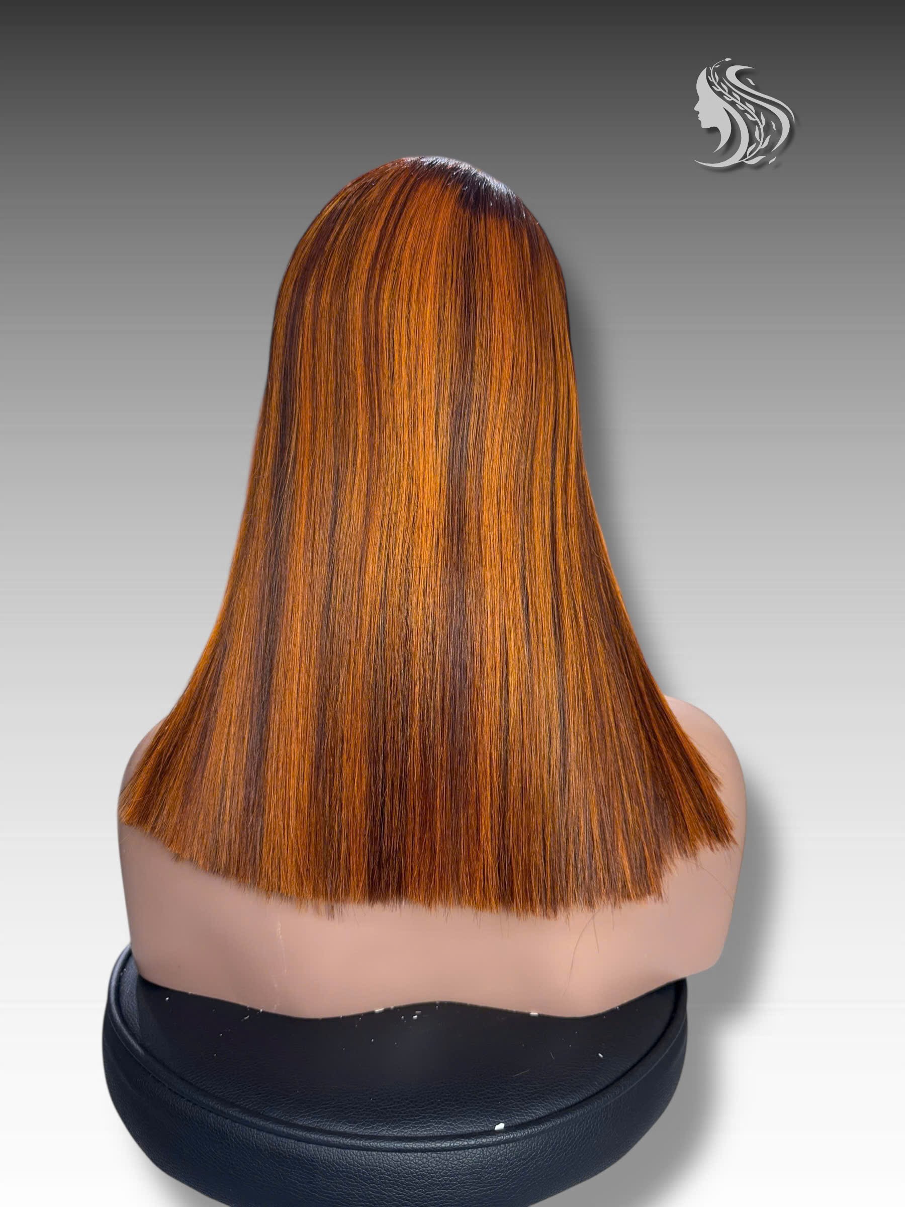 16 Inch Wig Piano Color 250 grams Human Hair Lace Wig – Custom Piano Color & Style