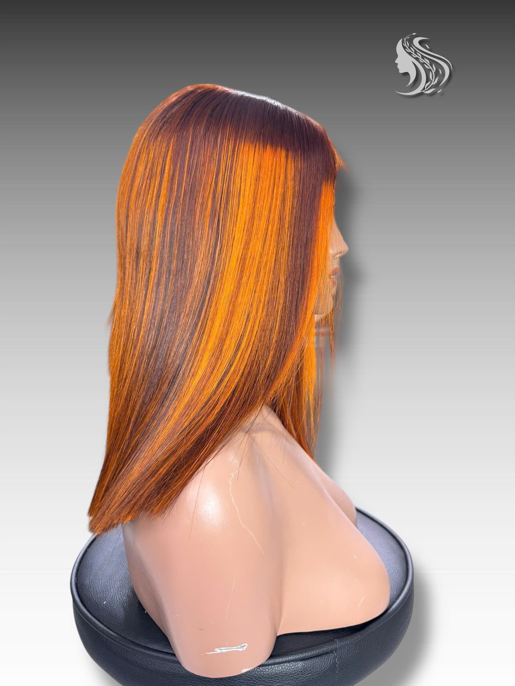 16 Inch Wig Piano Color 250 grams Human Hair Lace Wig – Custom Piano Color & Style