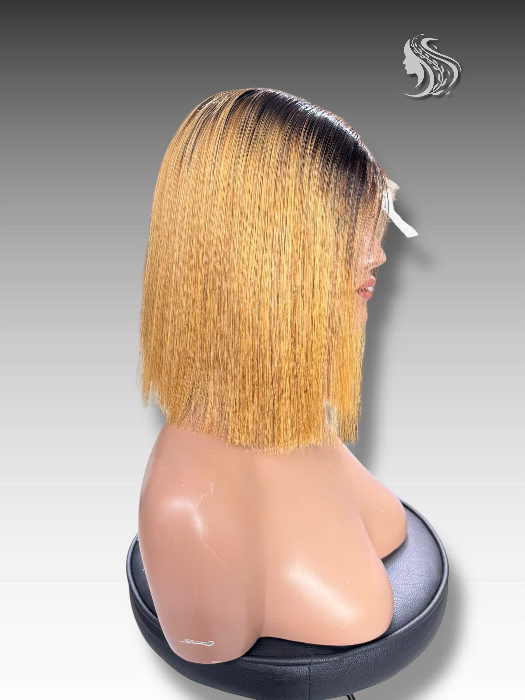 12 Inch Wig Ombre Color 230 grams Human Hair Lace Wig – Custom Ombre & Style