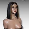 10 Inch Wig Black With Highlight Color 220 grams Human Hair Lace Wig – Custom Color & Style