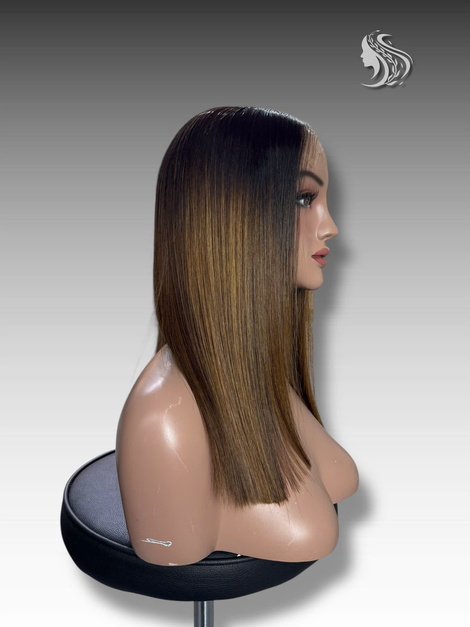 16 Inch Wig Ombre Color 250 grams Human Hair Lace Wig – Customizable Lace & Style