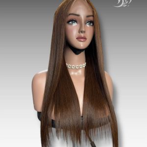 24 Inch Wig Brown With Highlight Color 270 grams Human Hair Lace Wig