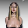 14 Inch Wig Brown With Highlight Color 250 grams Human Hair Lace Wig