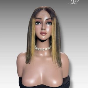 14 Inch Wig Brown With Highlight Color 250 grams Human Hair Lace Wig