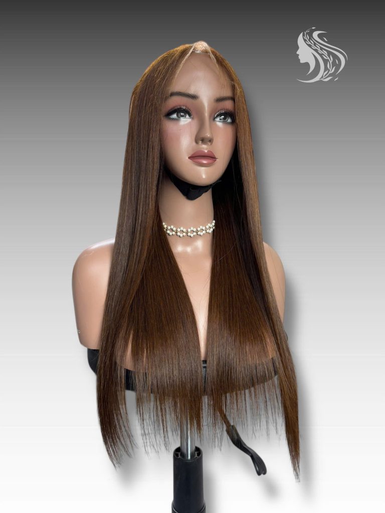 24 Inch Wig Brown Color 270 grams Human Hair Lace Wig