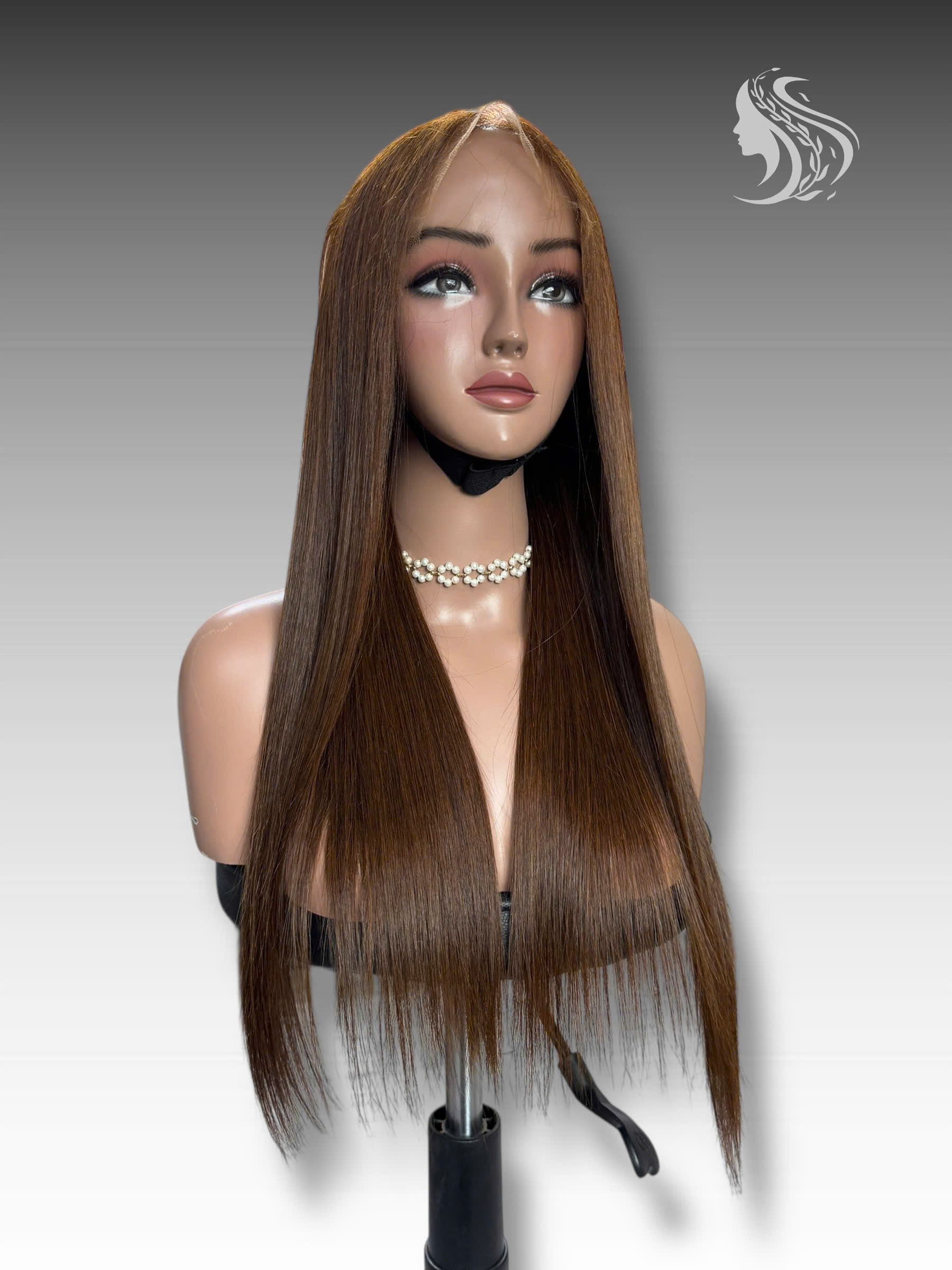 24 Inch Wig Brown Color 270 grams Human Hair Lace Wig