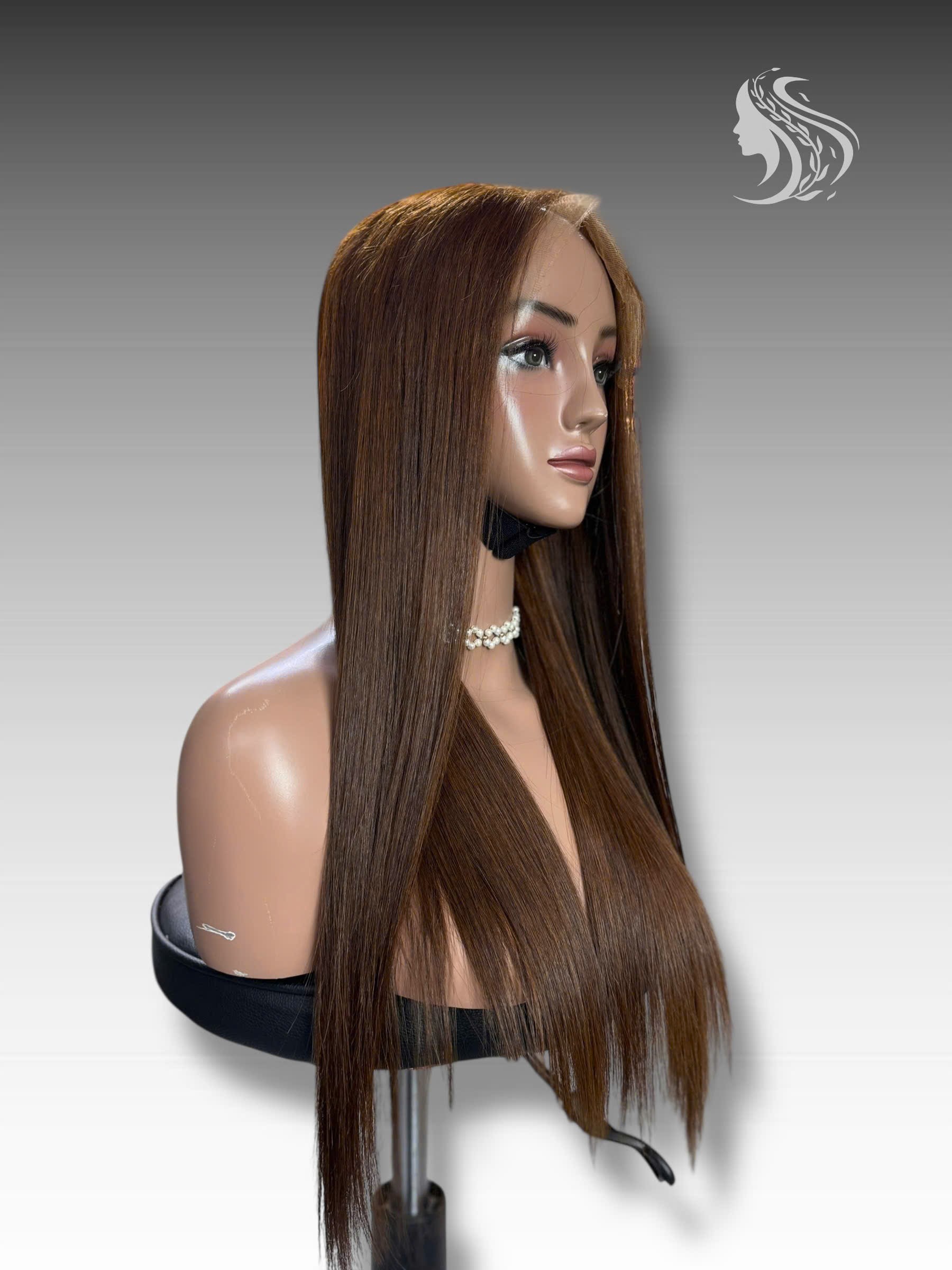 24 Inch Wig Brown Color 270 grams Human Hair Lace Wig