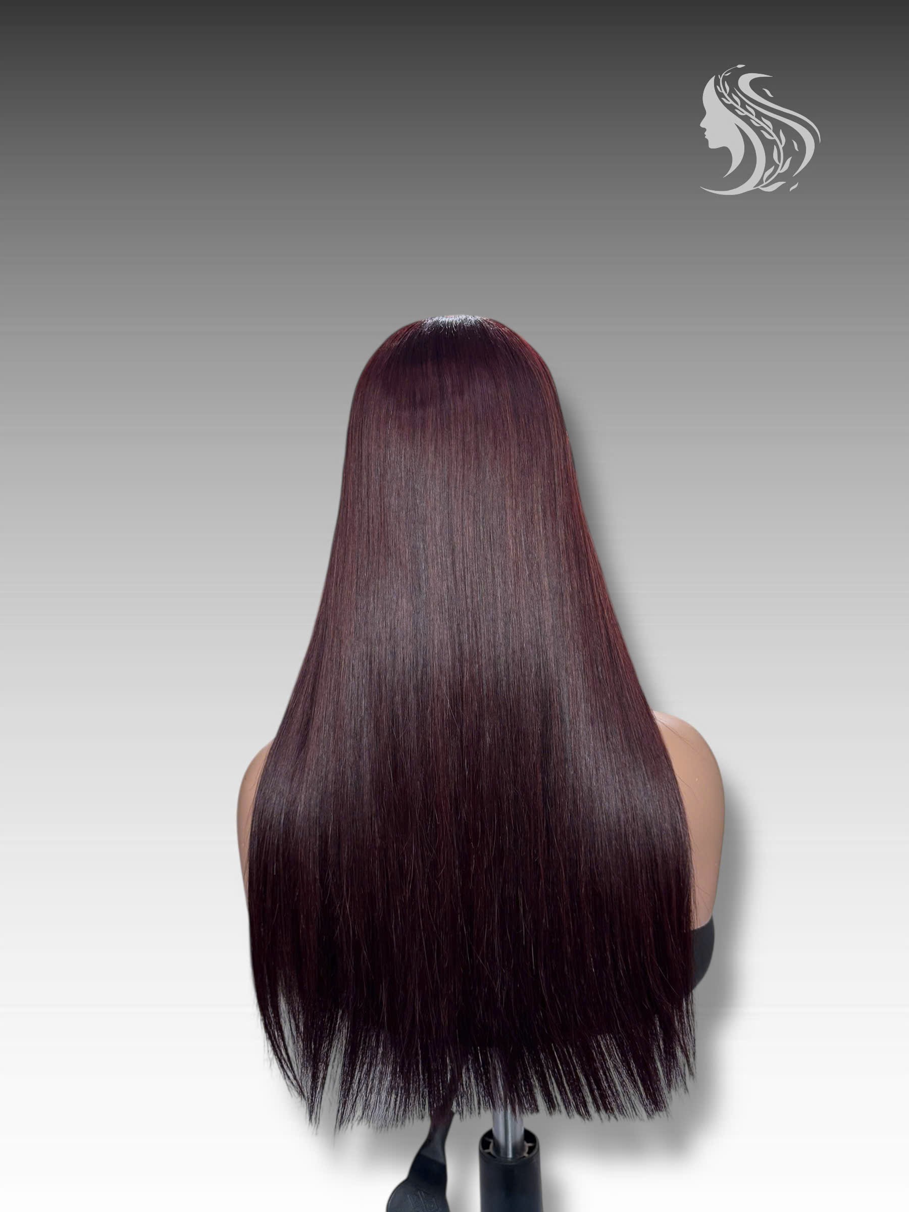 24 Inch Wig Burgundy Color 270 grams Human Hair Lace Wig