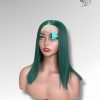 14 Inch Wig Green Color 250 grams Human Hair Lace Wig