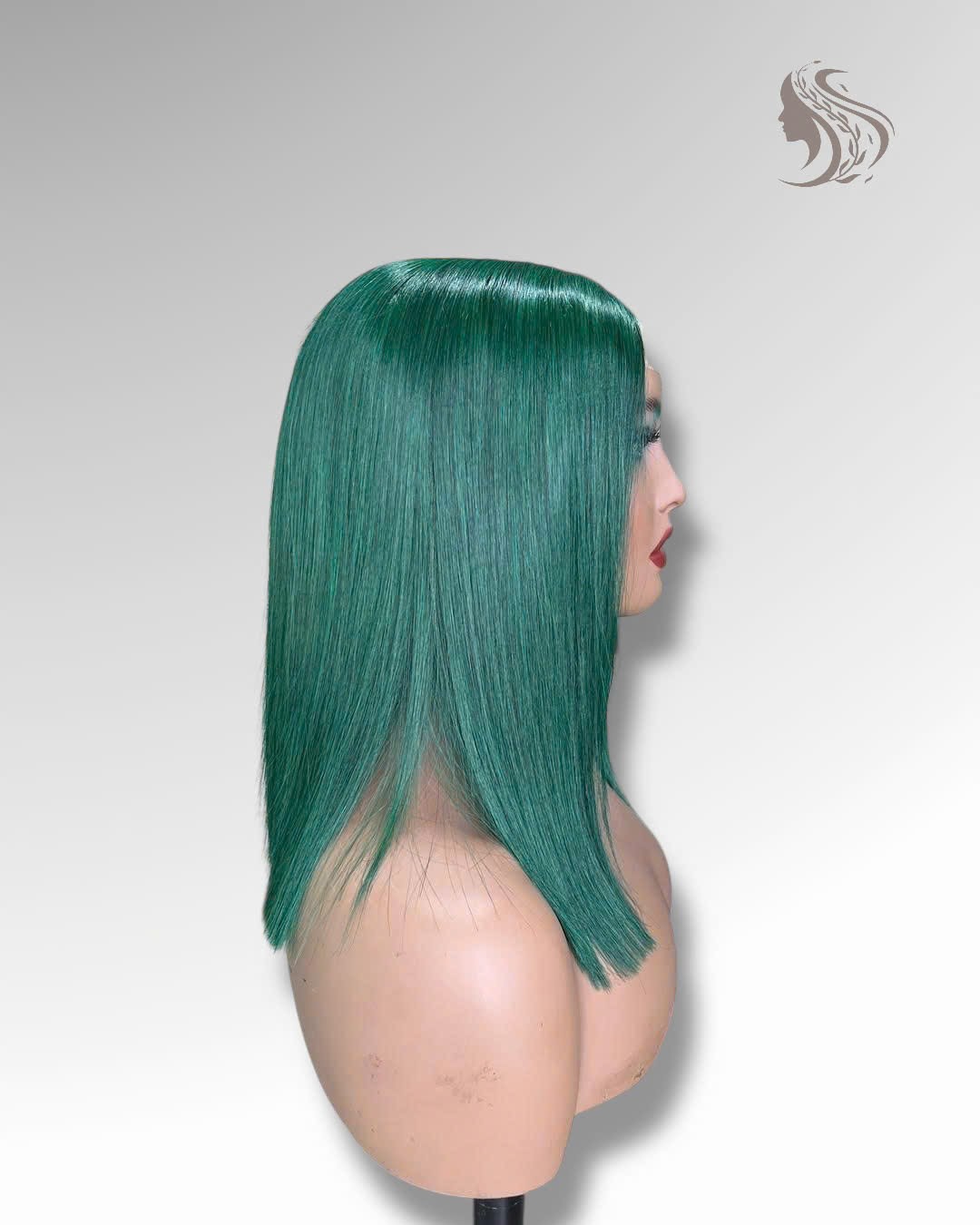 14 Inch Wig Green Color 250 grams Human Hair Lace Wig