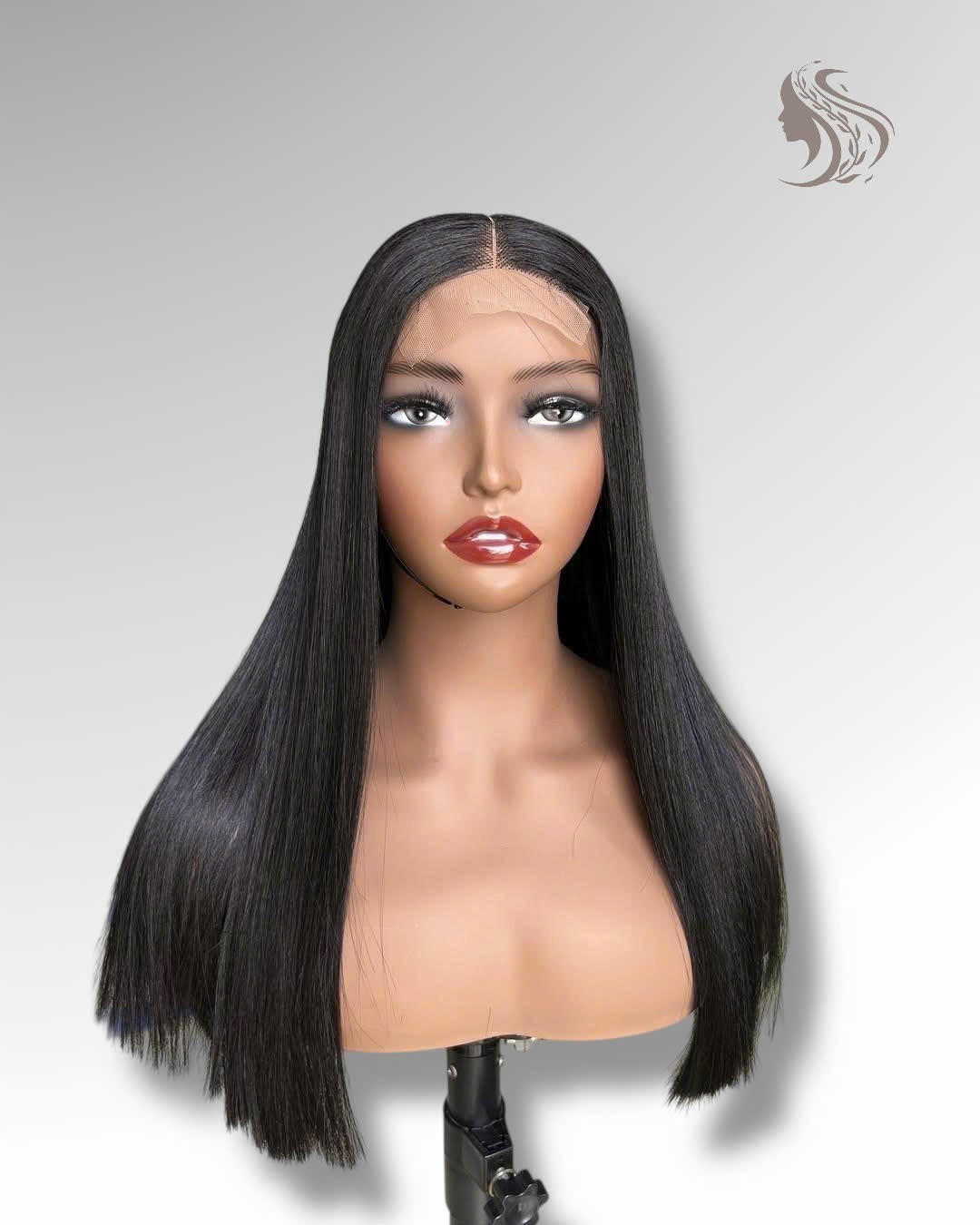 22 Inch Wig Black Color 270 grams Human Hair Lace Wig
