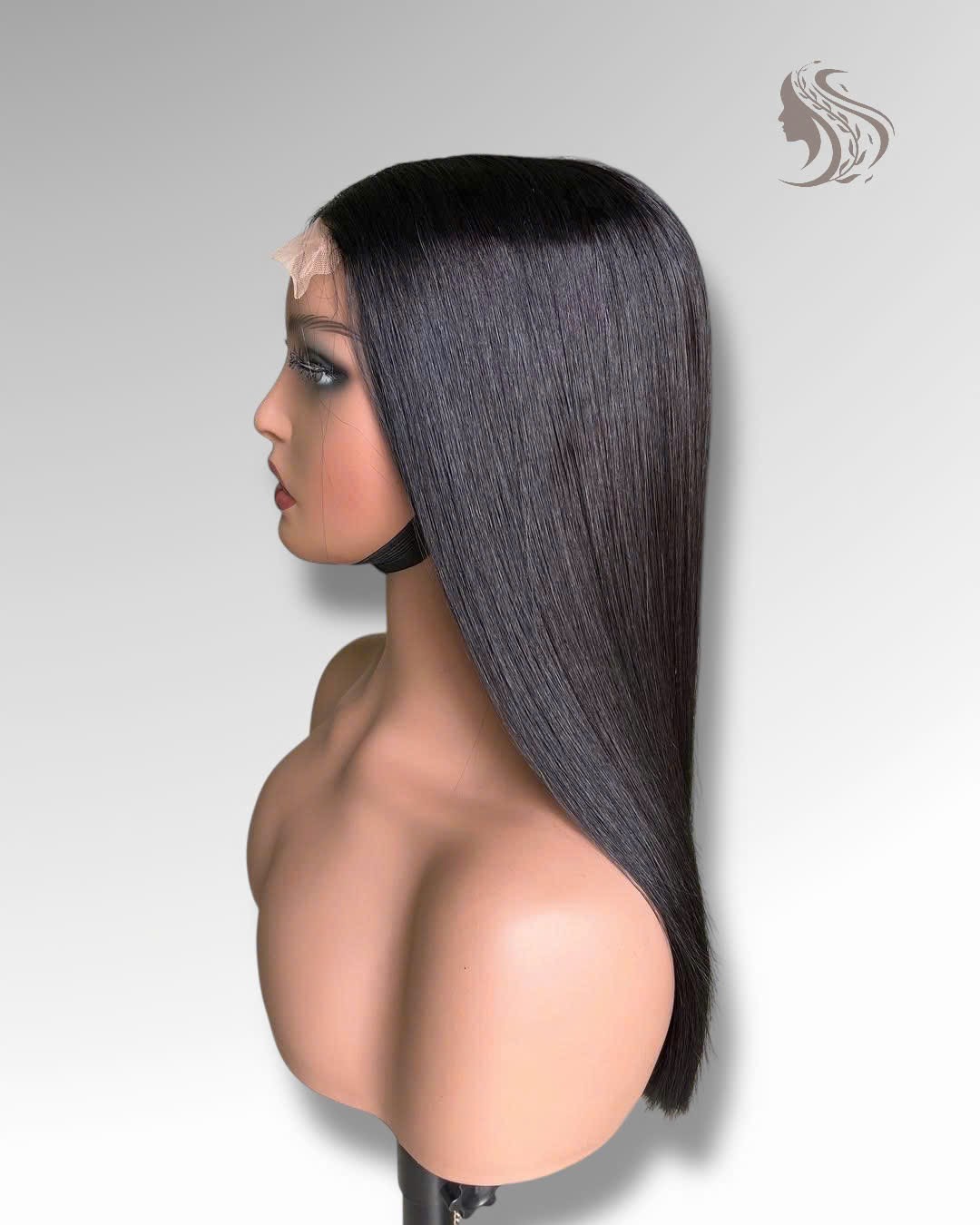 22 Inch Wig Black Color 270 grams Human Hair Lace Wig