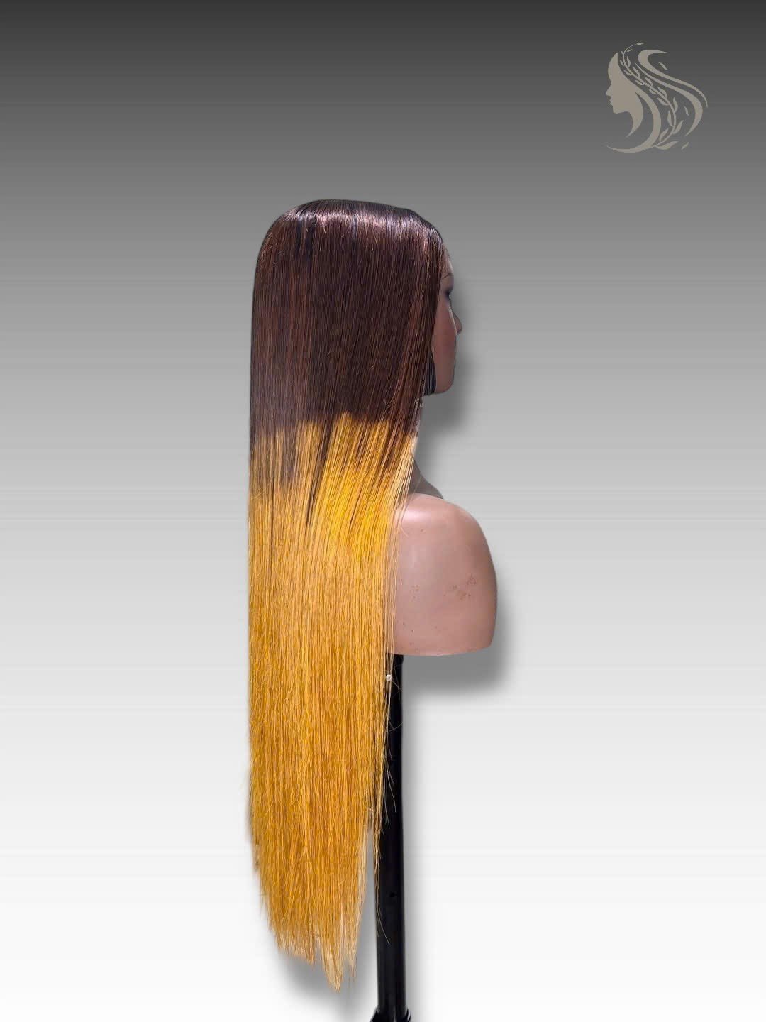 34 Inch Wig Ombre Color 350 grams Human Hair Lace Wig