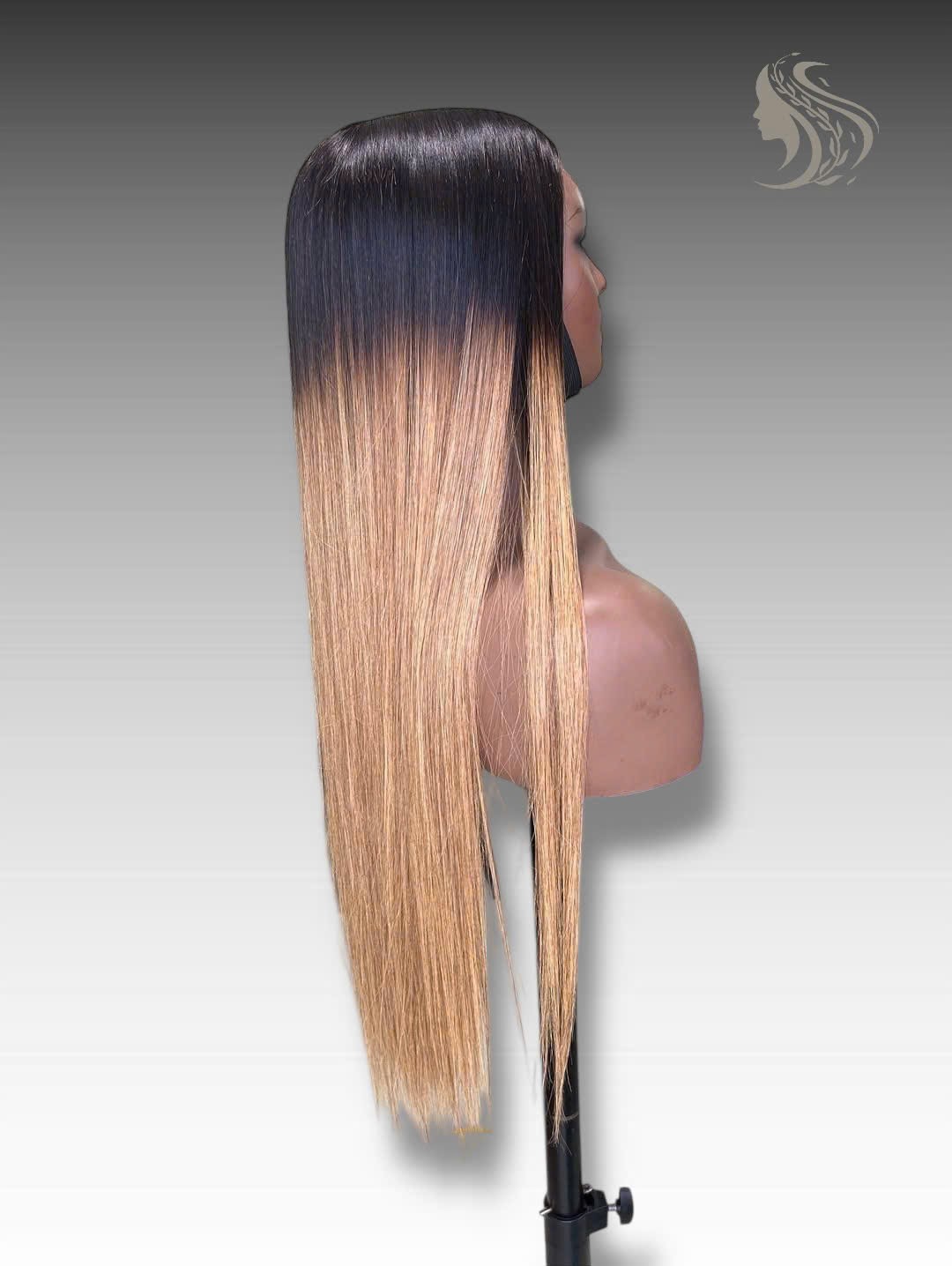 34 Inch Wig Ombre Color 350 grams Human Hair Lace Wig