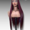34 Inch Wig Burgundy Color 350 grams Human Hair Lace Wig