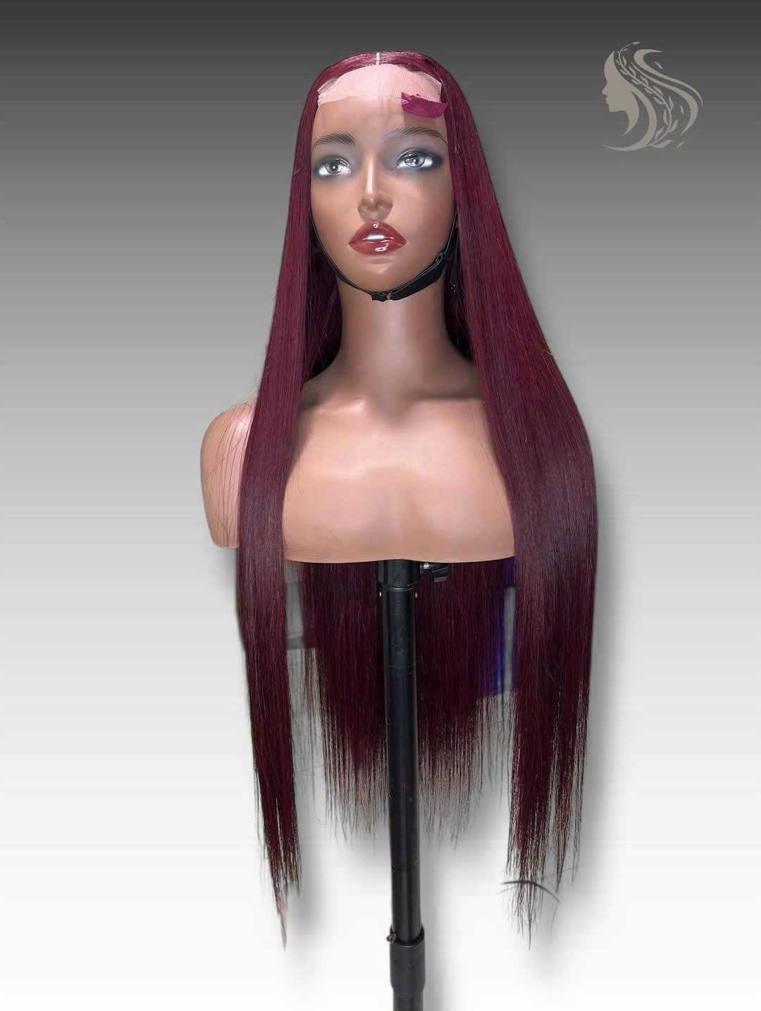 34 Inch Wig Burgundy Color 350 grams Human Hair Lace Wig