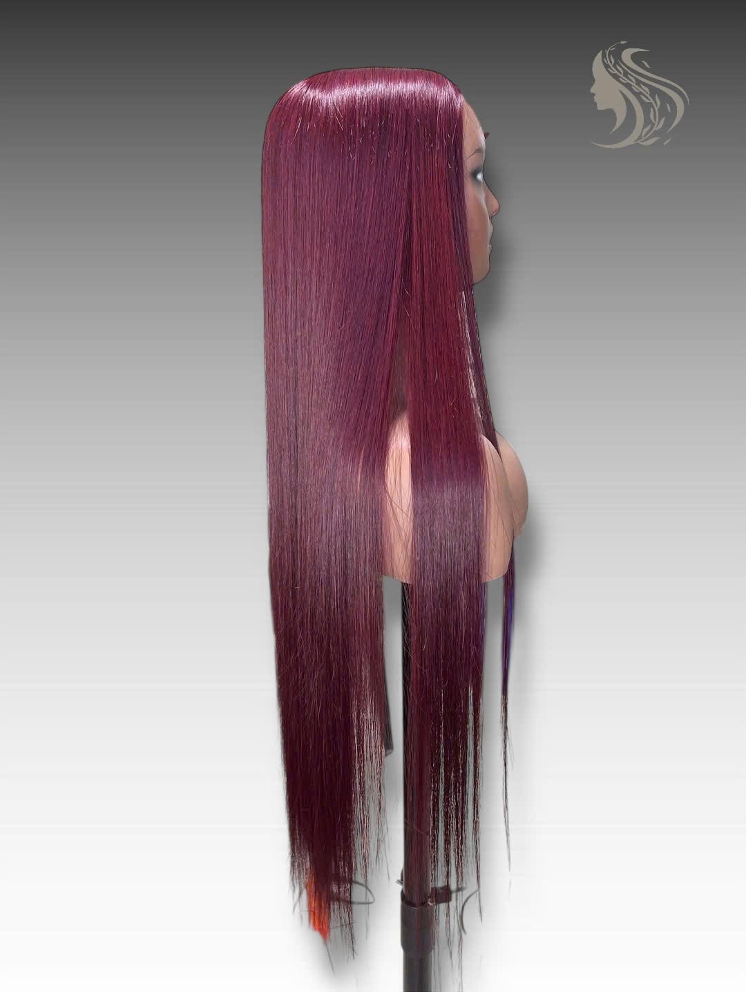 34 Inch Wig Burgundy Color 350 grams Human Hair Lace Wig