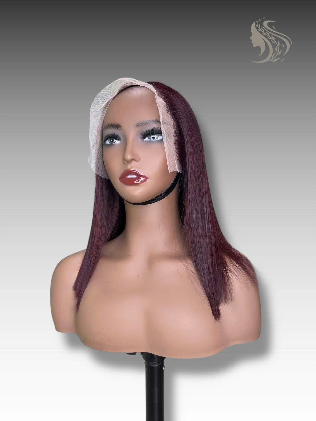 16 Inch Wig Burgundy Color 250 grams Human Hair Lace Wig