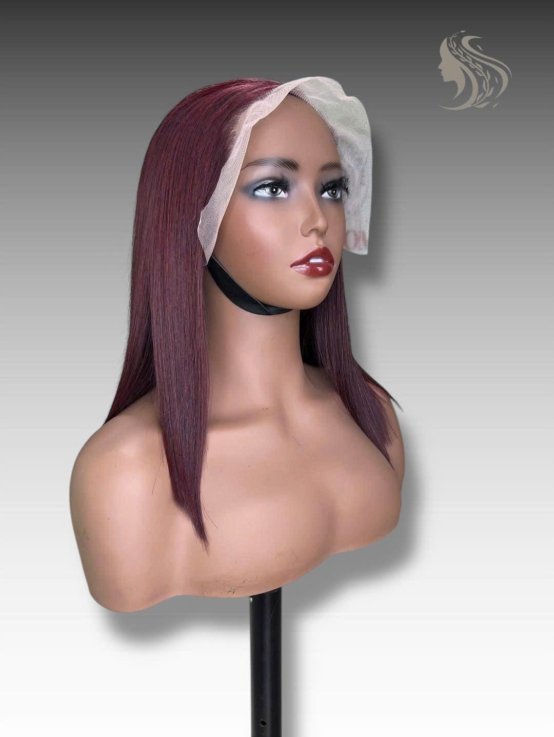 16 Inch Wig Burgundy Color 250 grams Human Hair Lace Wig