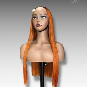 30 Inch Wig Orange 320 grams Human Hair Lace Wig