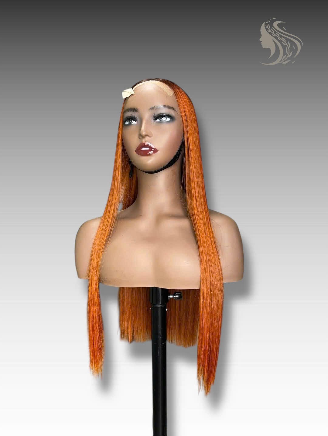 30 Inch Wig Orange 320 grams Human Hair Lace Wig