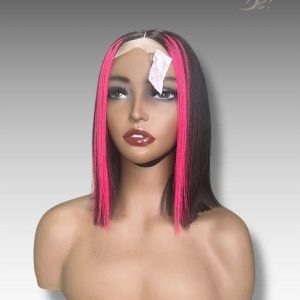 12 Inch Wig Black With Highlight Color 230 grams Human Hair Lace Wig