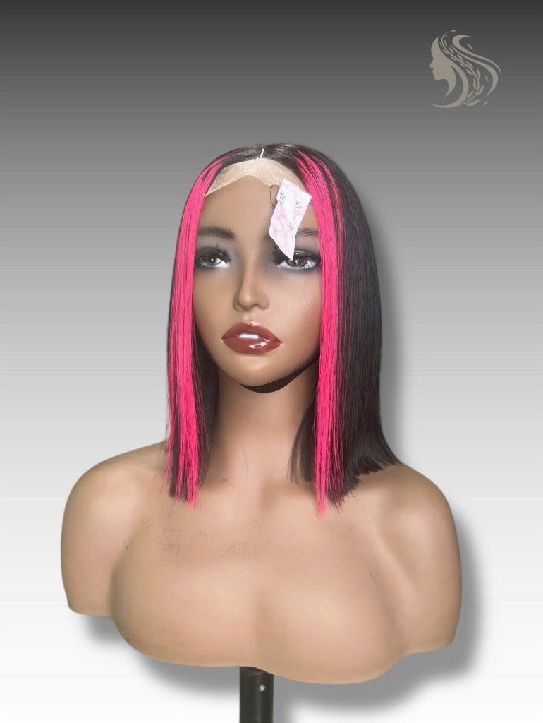 12 Inch Wig Black With Highlight Color 230 grams Human Hair Lace Wig