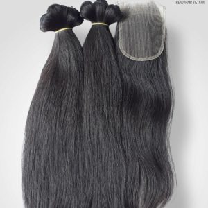 Combo 2 Bundles And 1 Closure 5x5 Vietnames Human Hair
