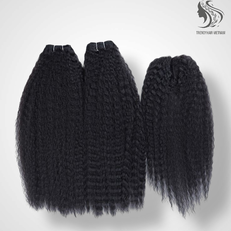 Kinky Straight And Afro Curl Black Color And Colored Human Hair Bundles 100 Grams