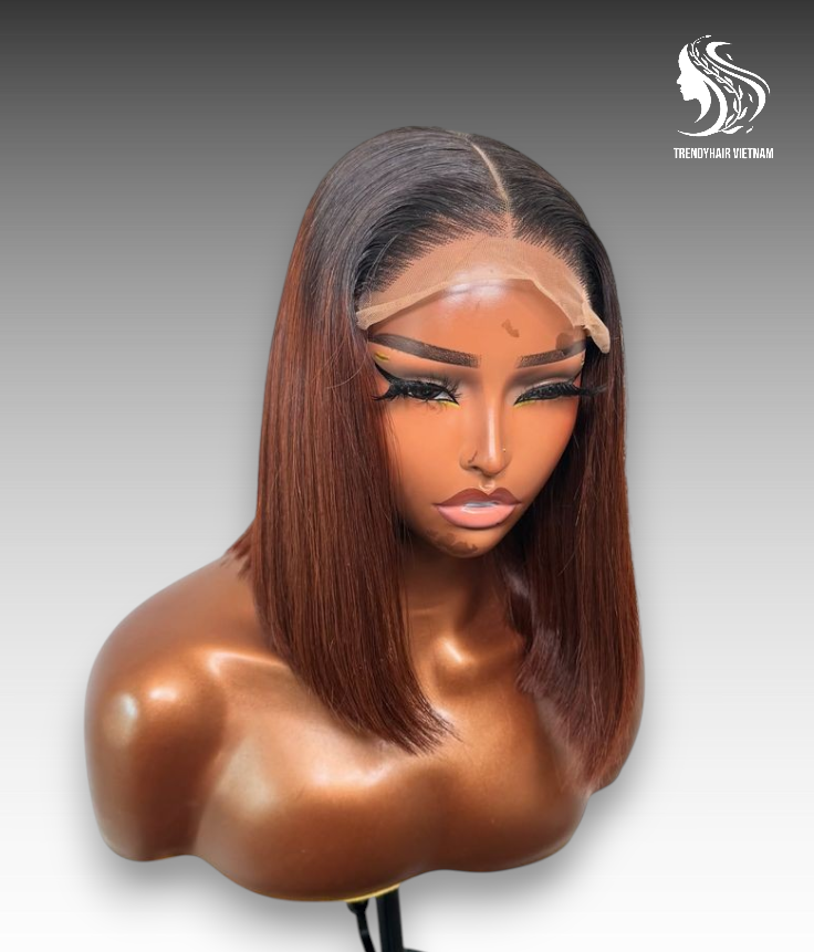 12 Inch Wig Ombre Color 230 grams Human Hair Lace Wig with HD lace, silky texture, and custom ombre shade – perfect for wholesale and individual use