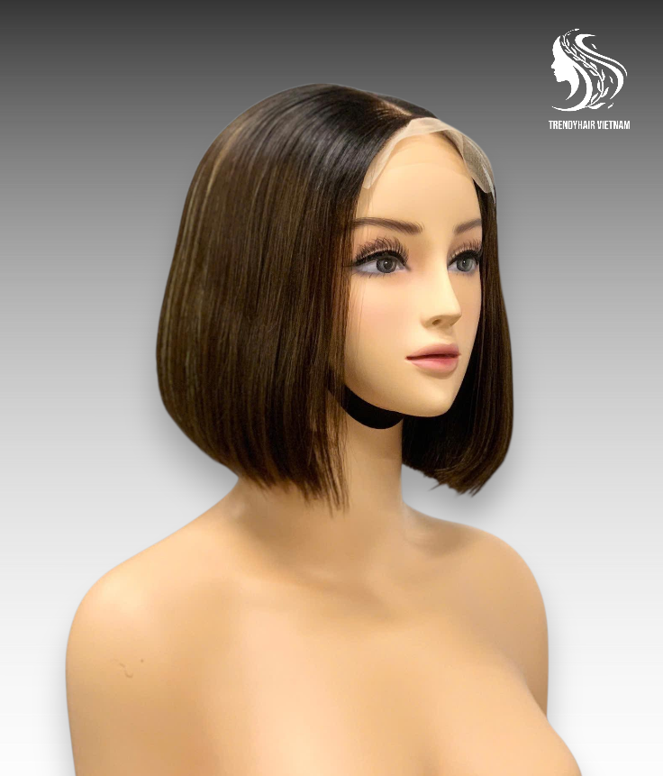 10 Inch Wig Brown Color 220 grams Human Hair Lace Wig