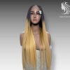 Long Wig 28inch Blonde Color Human Hair Lace Wig