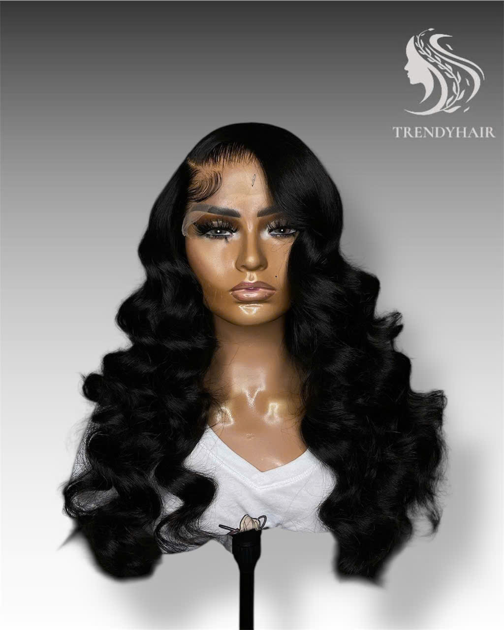 22inch wig – bouncy black color – human hair lace wig