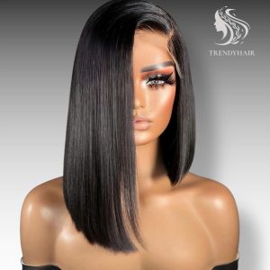 14inch Bonestraight Wig Black Color Human Hair Lace Wig