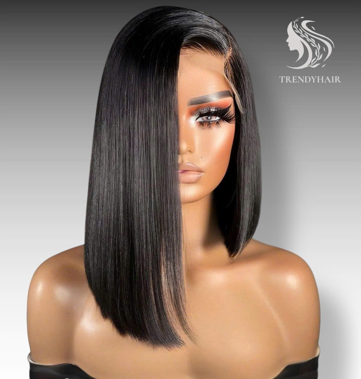 14inch Bonestraight Wig Black Color Human Hair Lace Wig