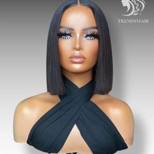 12inch bob wig black color human hair lace wig