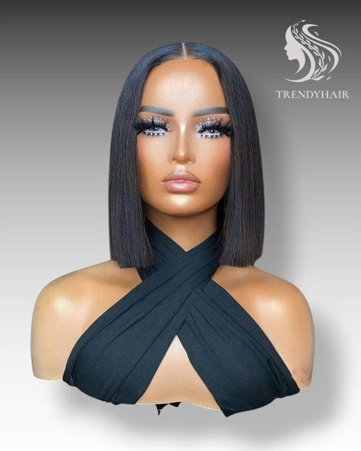 12inch bob wig black color human hair lace wig