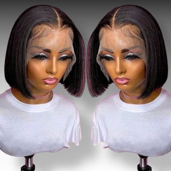 10inch bob wig red black color human hair lace wig
