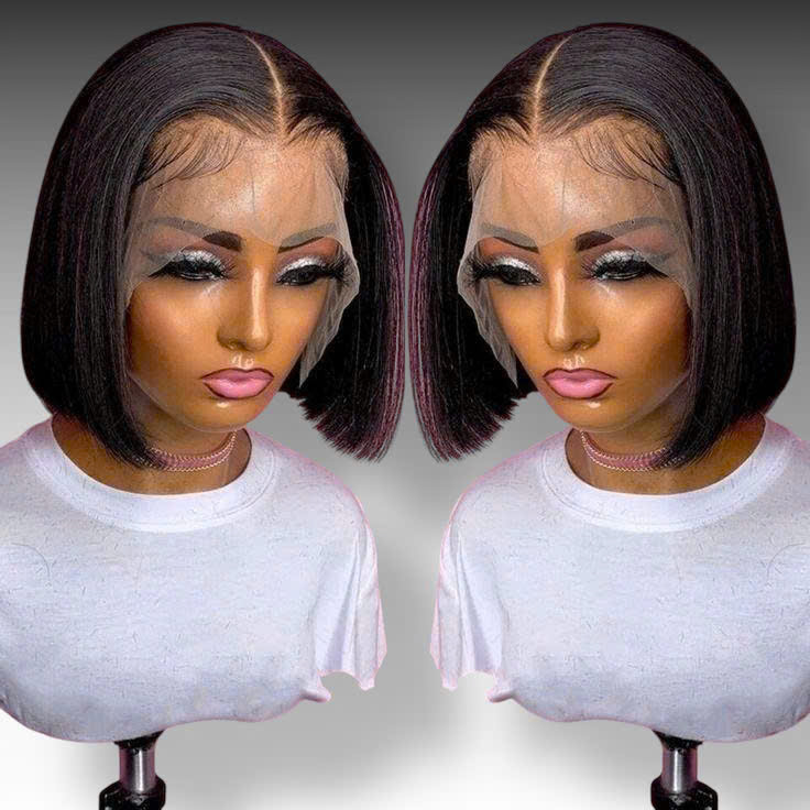 10inch bob wig red black color human hair lace wig